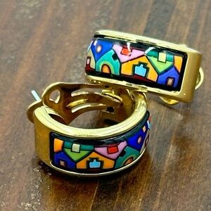 Authentic Frey Wille 24K gold plated earrings  Designer Signature AMAZING